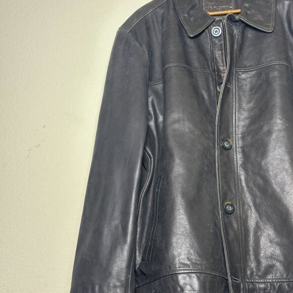 Merona Biker Moto Coat Leather Jacket Men XL Outerwear Button Zip Fall Winter - Picture 6 of 14
